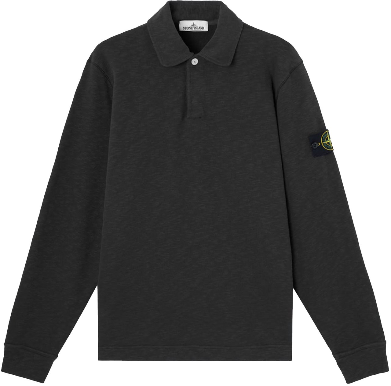 Stone Island VANISÉ BRUSHED HEAVY COTTON JERSEY LS POLO BLACK Zwart