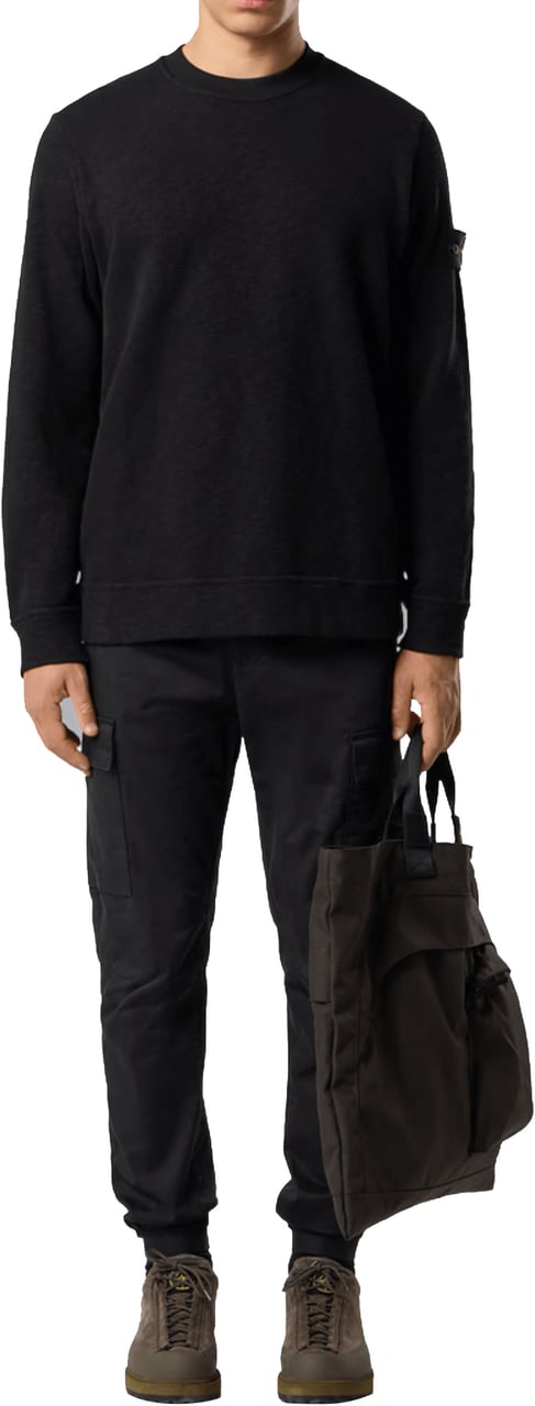 Stone Island VANISÉ BRUSHED HEAVY COTTON JERSEY SWEATSHIRT BLACK Zwart