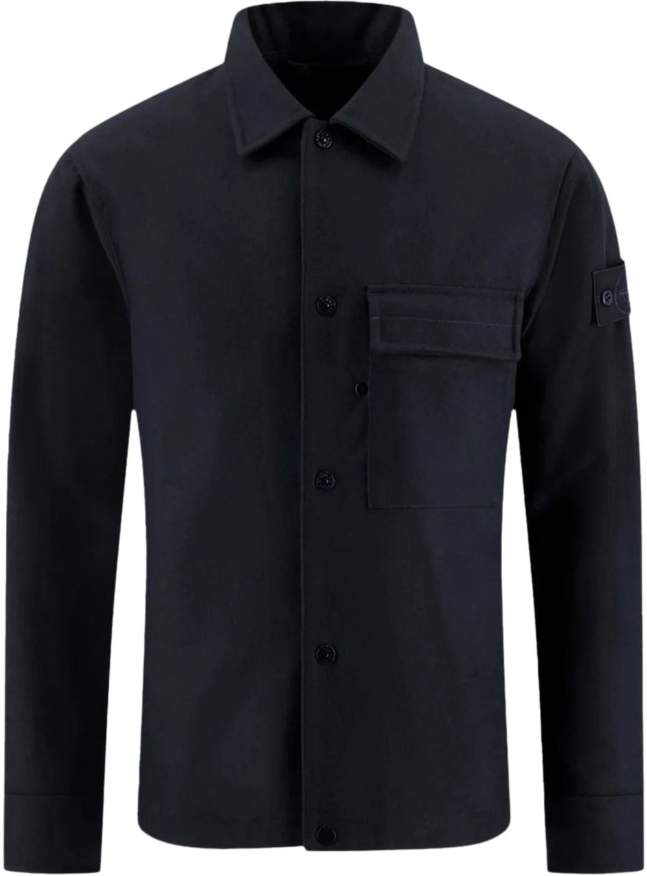 Stone Island WOOL NYLON FLANNEL_STONE ISLAND GHOST SHIRTS NAVY BLUE Blauw