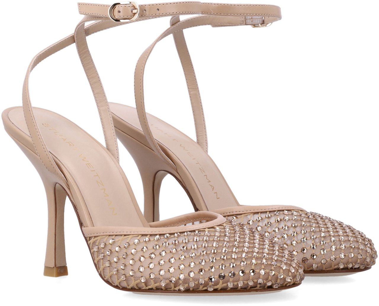 Stuart Weitzman Bare Itall Sandal Pump Crystal Adobe Rose Roze