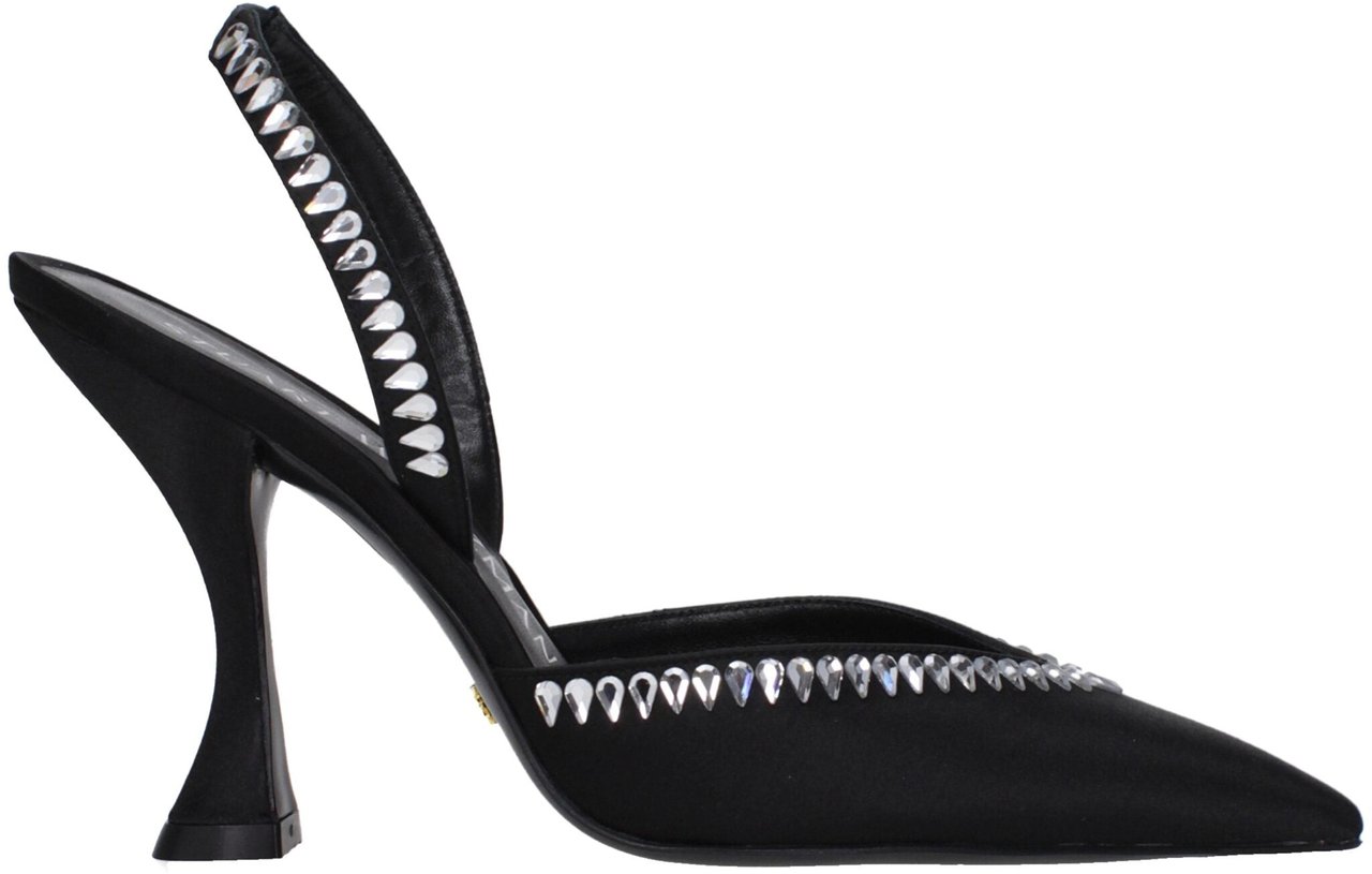 Stuart Weitzman Black Satin Stiletto Heel Sandals Zwart