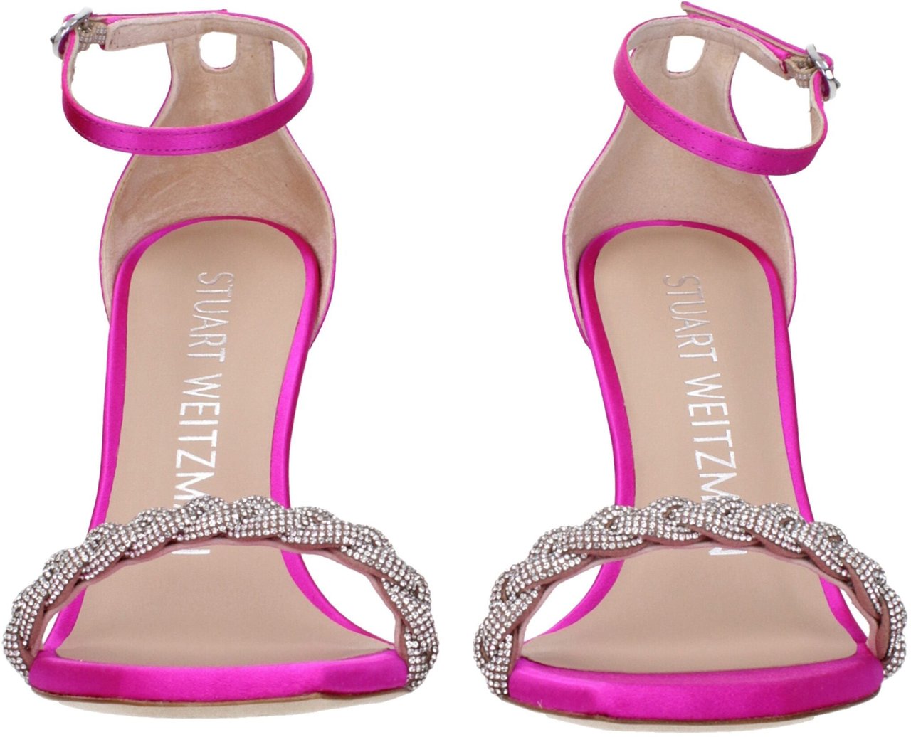 Stuart Weitzman Pink Satin Stiletto Heel Sandals Roze