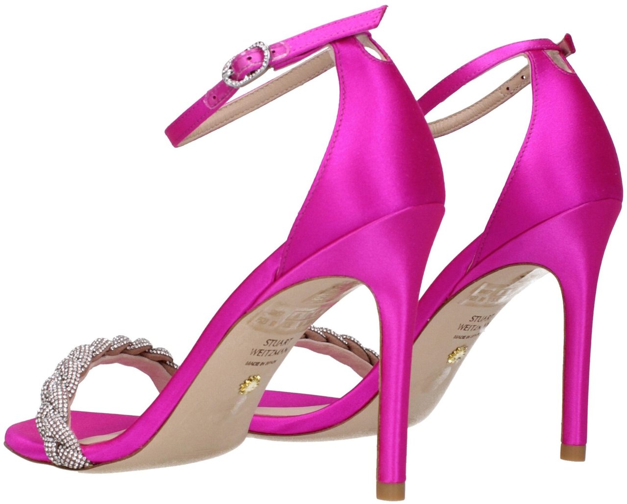 Stuart Weitzman Pink Satin Stiletto Heel Sandals Roze