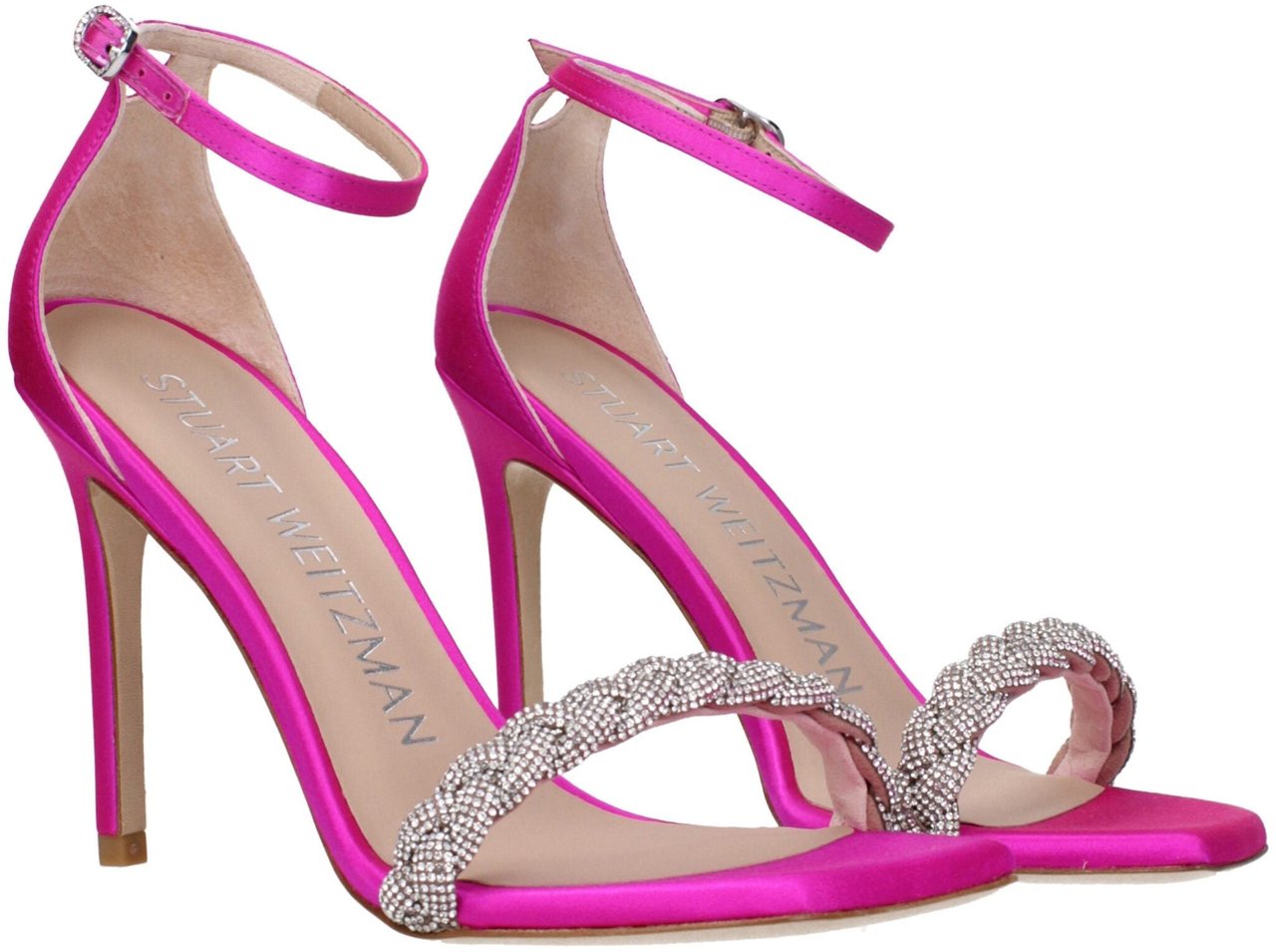 Stuart Weitzman Pink Satin Stiletto Heel Sandals Roze