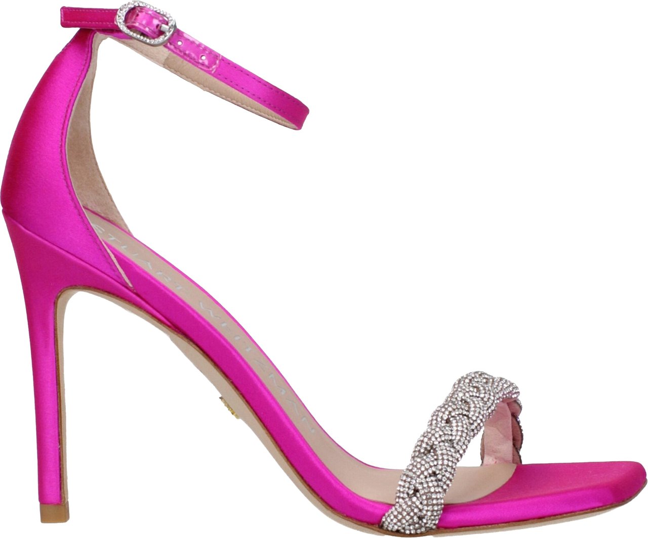 Stuart Weitzman Pink Satin Stiletto Heel Sandals Roze