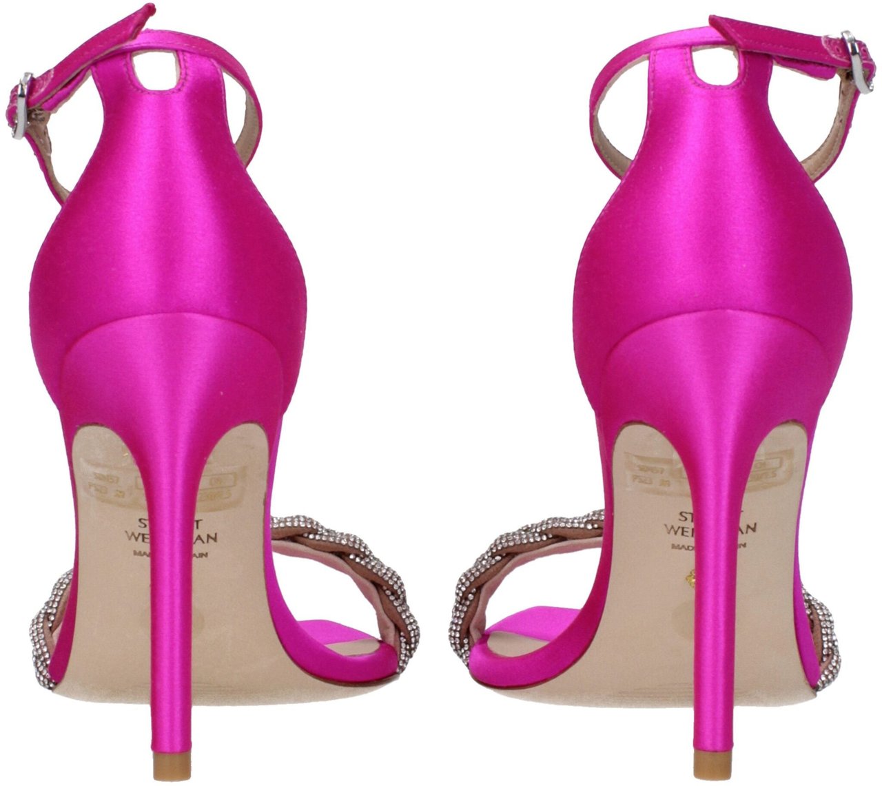 Stuart Weitzman Pink Satin Stiletto Heel Sandals Roze