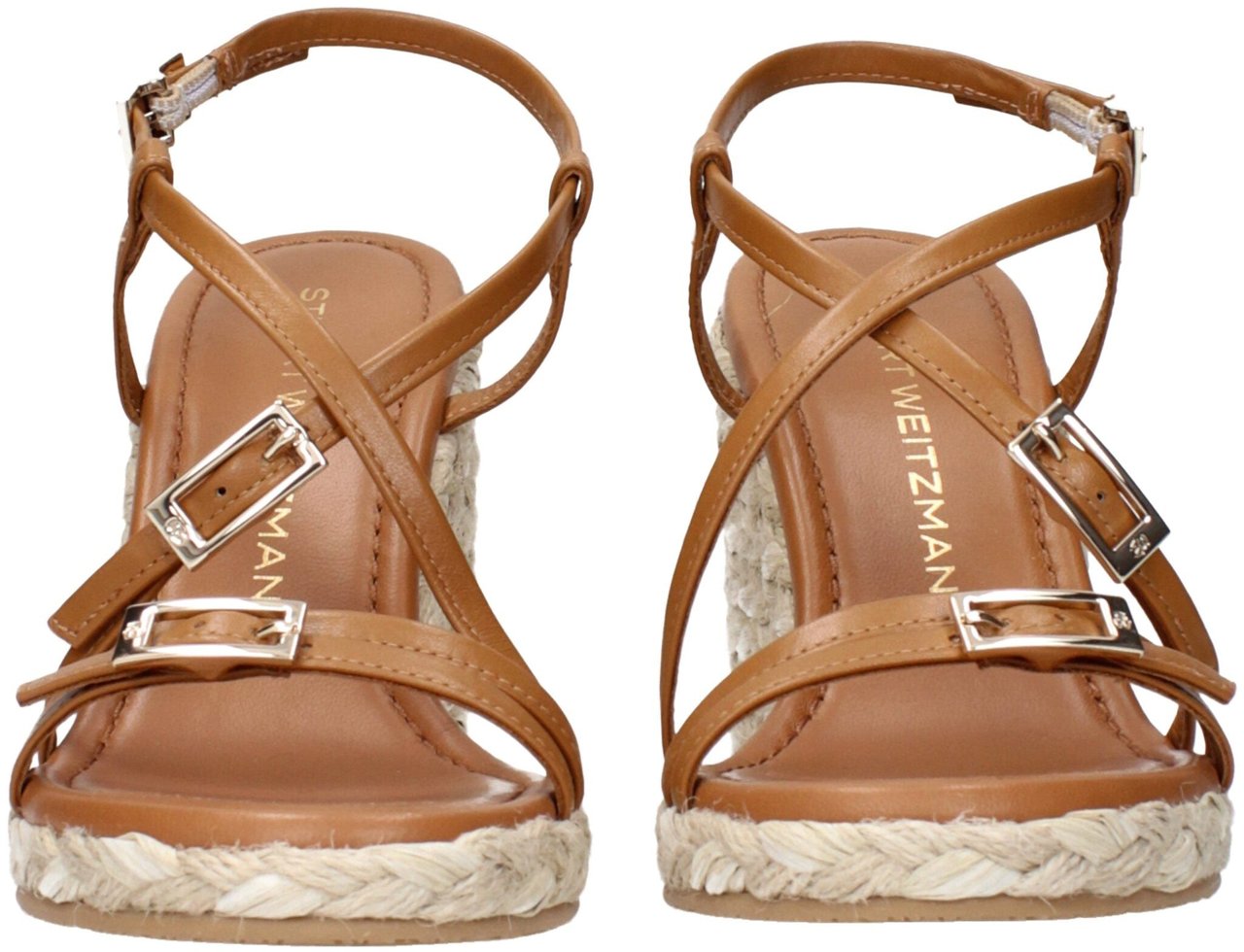 Stuart Weitzman Brown Leather Wedge Sandals Bruin