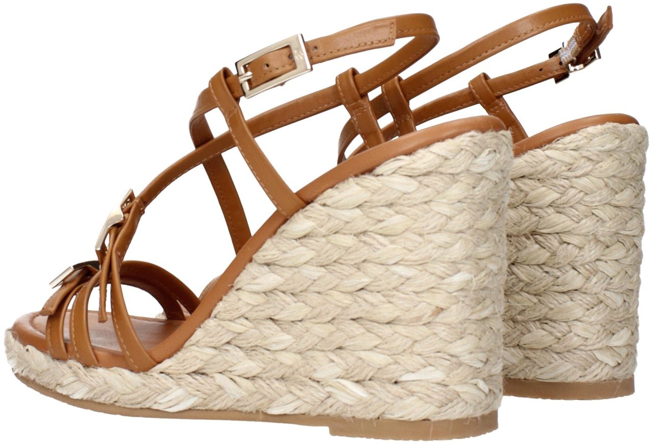 Stuart Weitzman Brown Leather Wedge Sandals Bruin