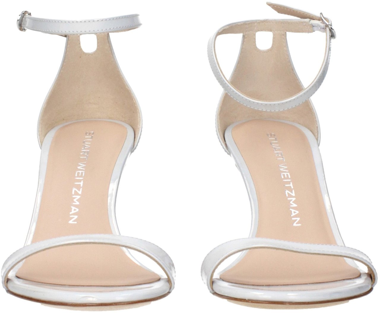 Stuart Weitzman White Leather Stiletto Heel Sandals Wit