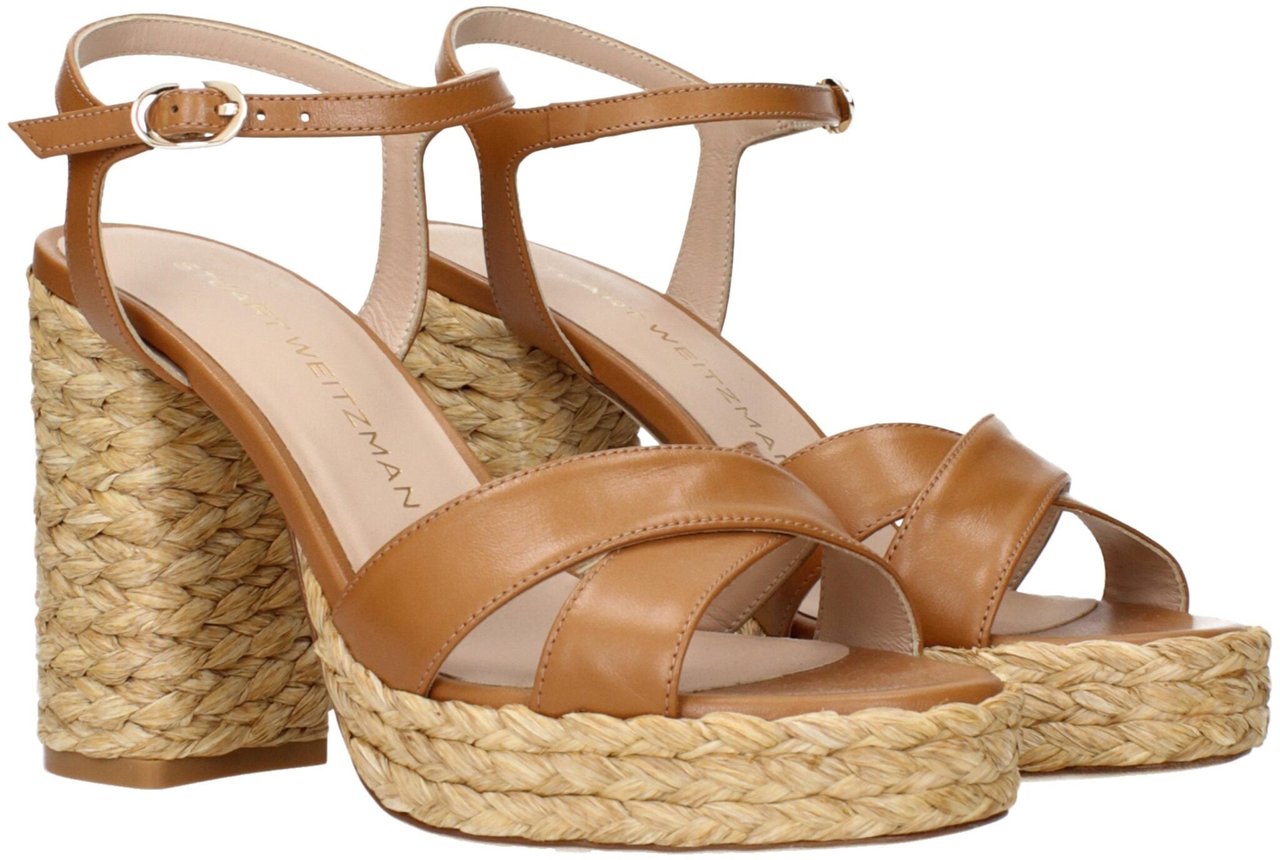 Stuart Weitzman Brown Leather Platform Sandals Bruin