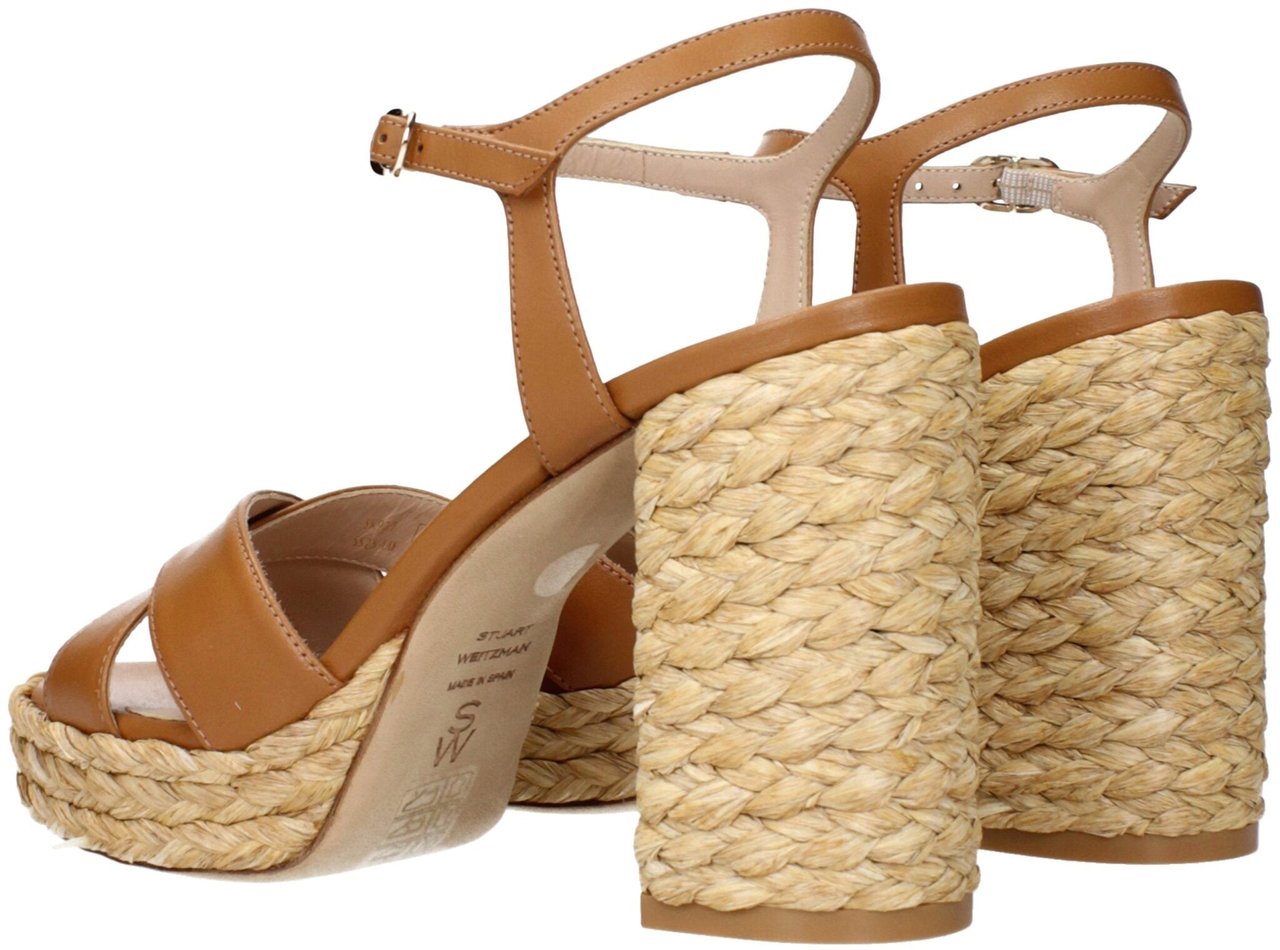Stuart Weitzman Brown Leather Platform Sandals Bruin