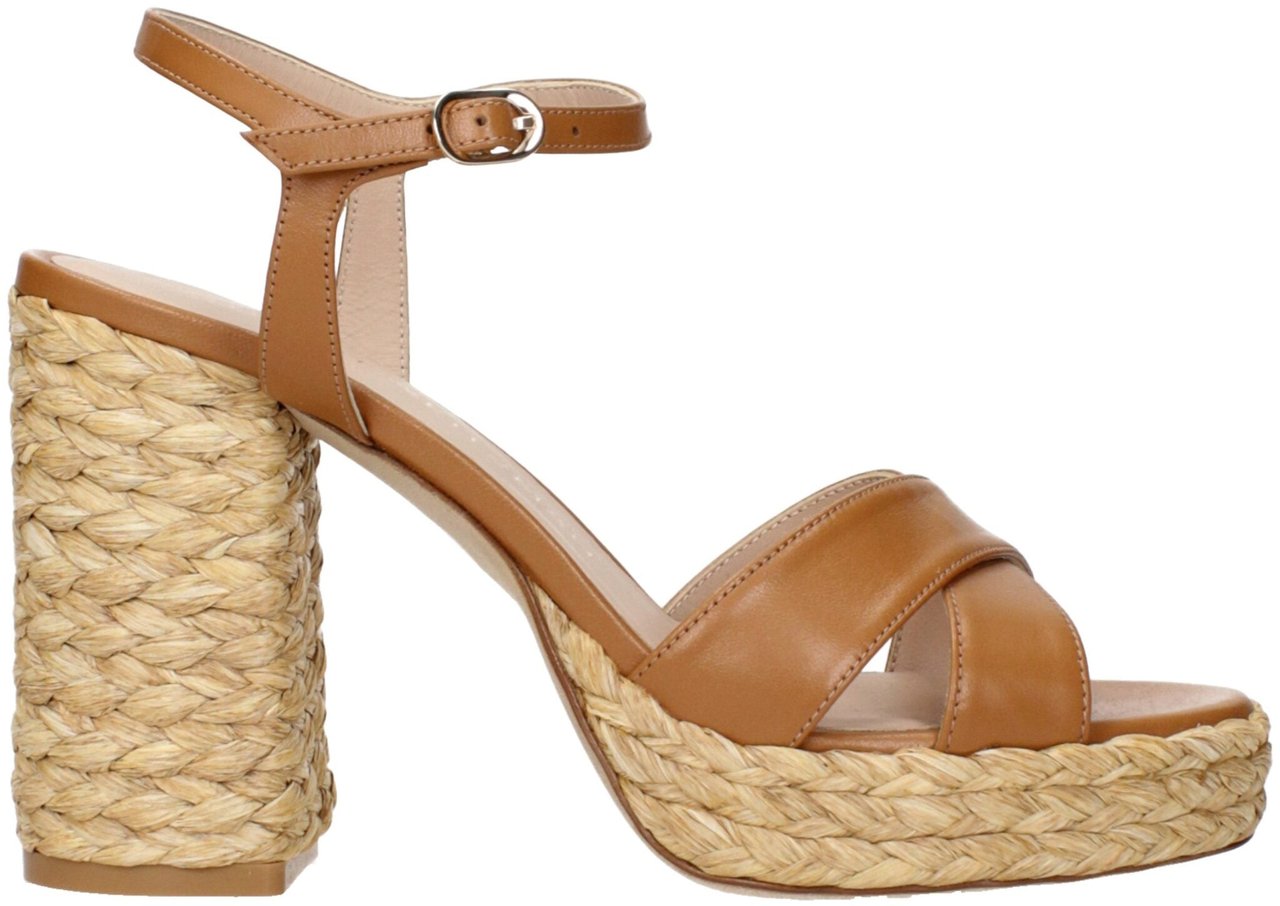 Stuart Weitzman Brown Leather Platform Sandals Bruin