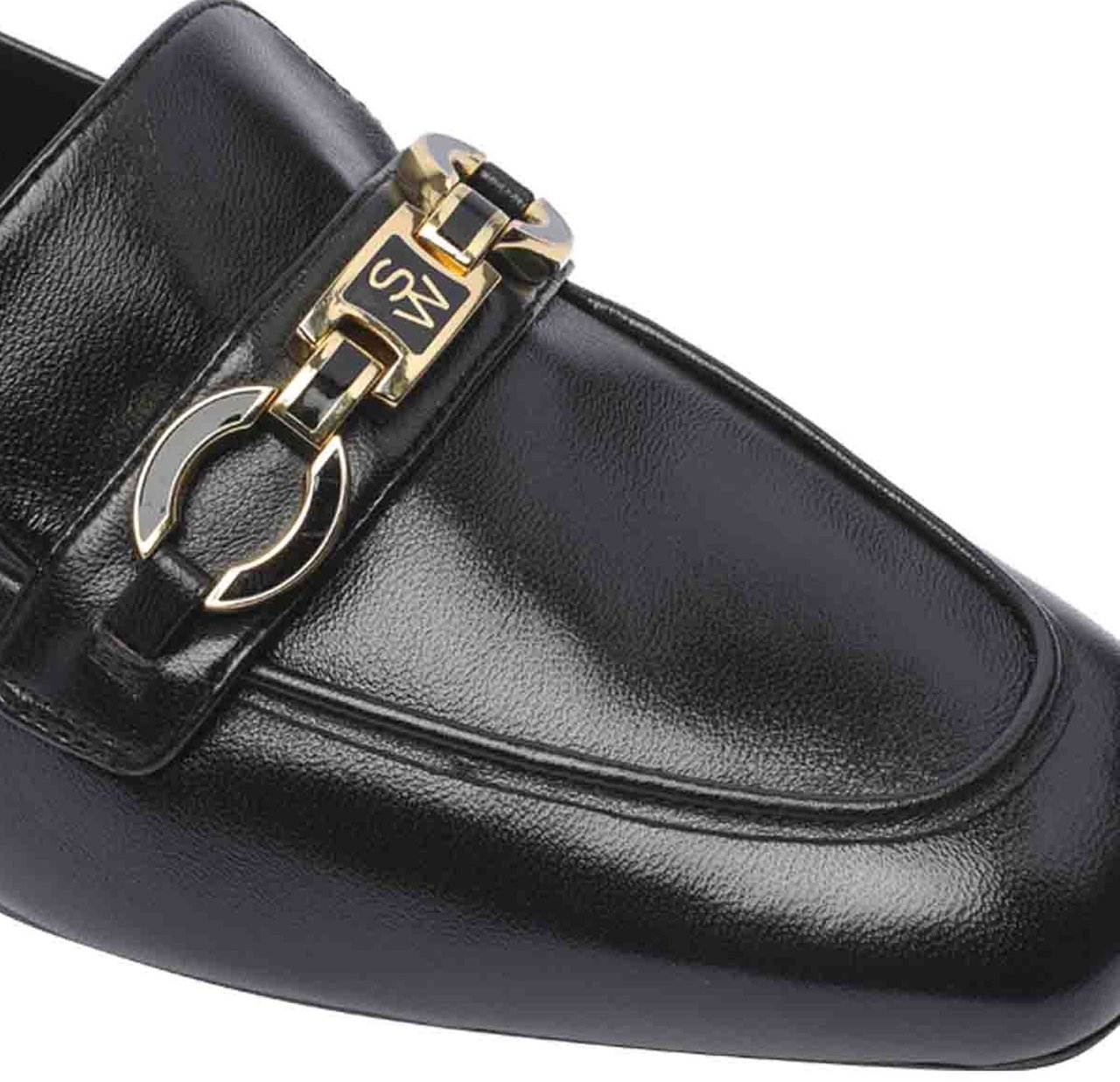 Stuart Weitzman Stuart Weitzman Signature Square Leather Loafers Zwart