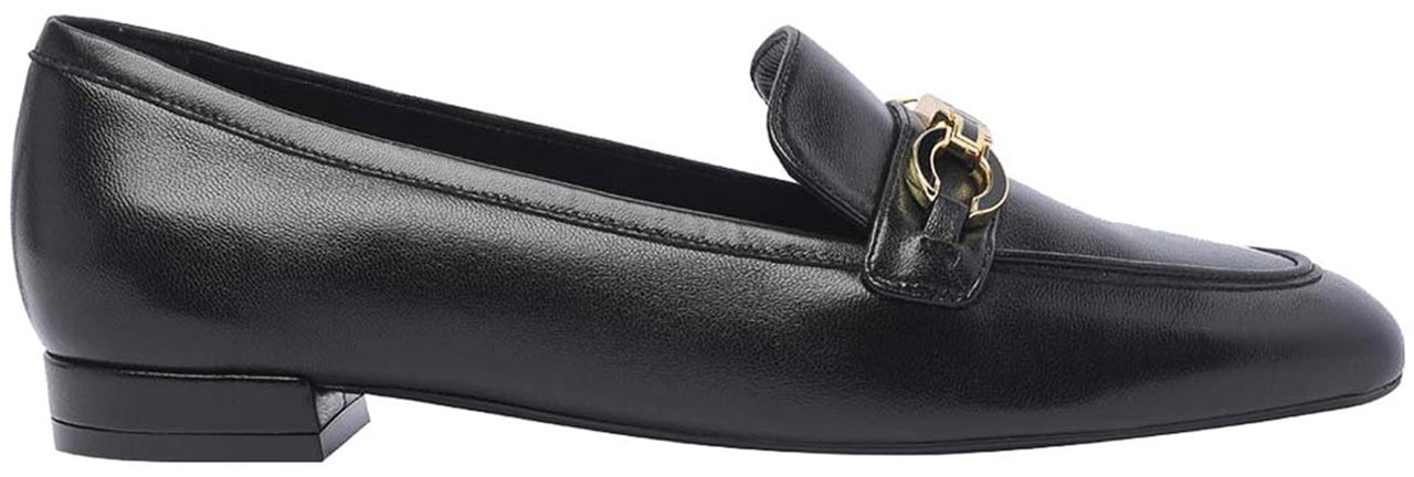 Stuart Weitzman Stuart Weitzman Signature Square Leather Loafers Zwart