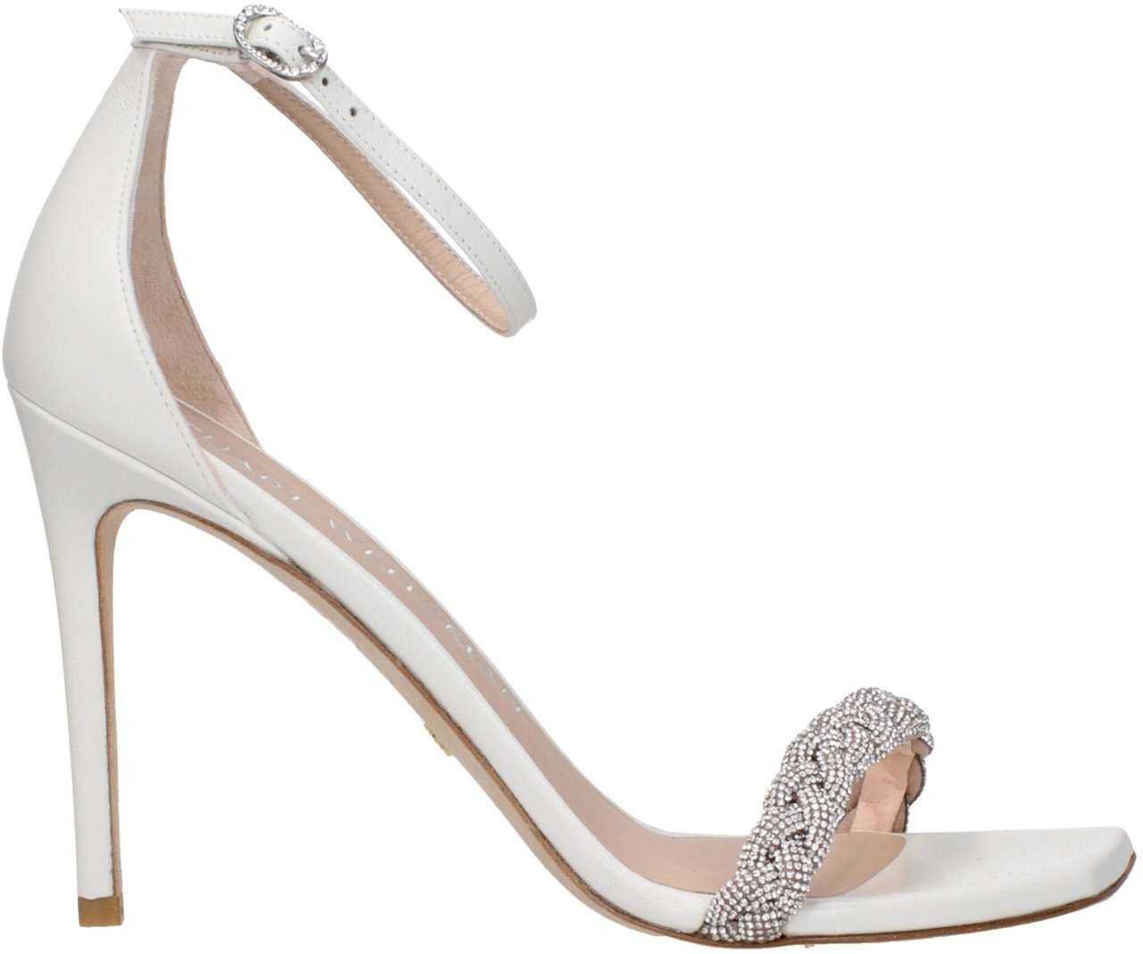 Stuart Weitzman White Leather Stiletto Heel Sandals Wit