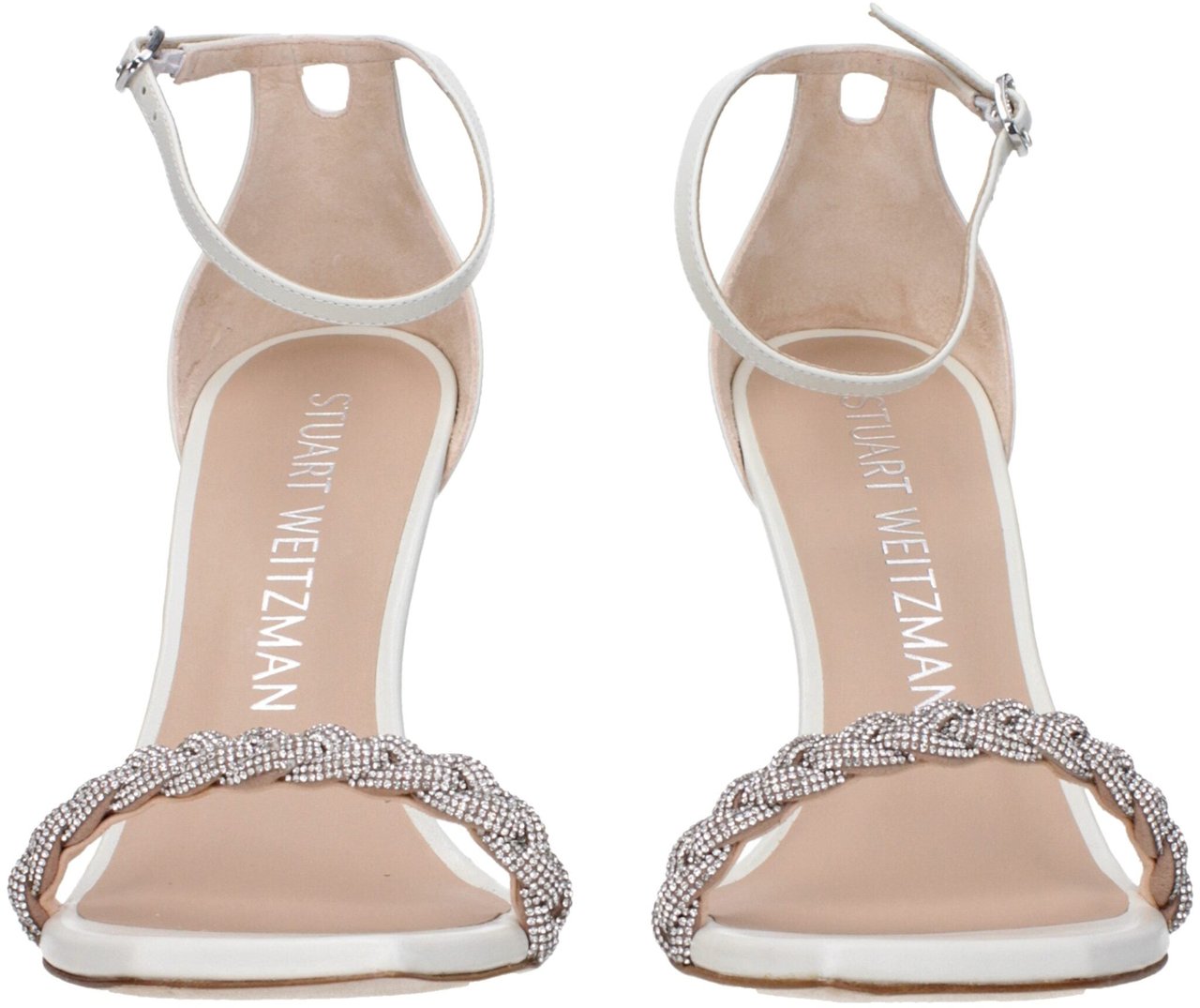 Stuart Weitzman White Leather Stiletto Heel Sandals Wit