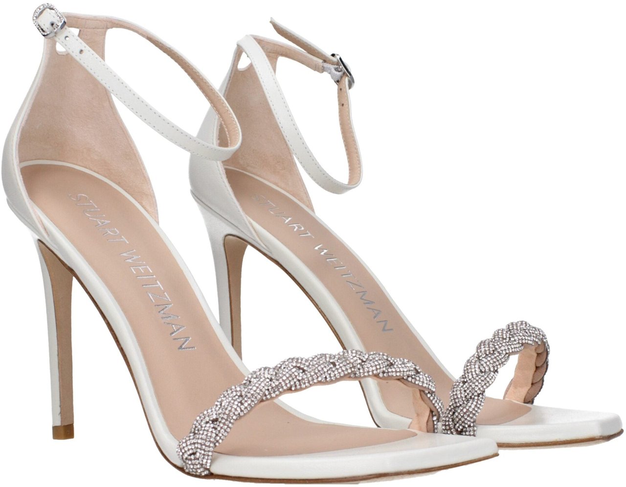Stuart Weitzman White Leather Stiletto Heel Sandals Wit