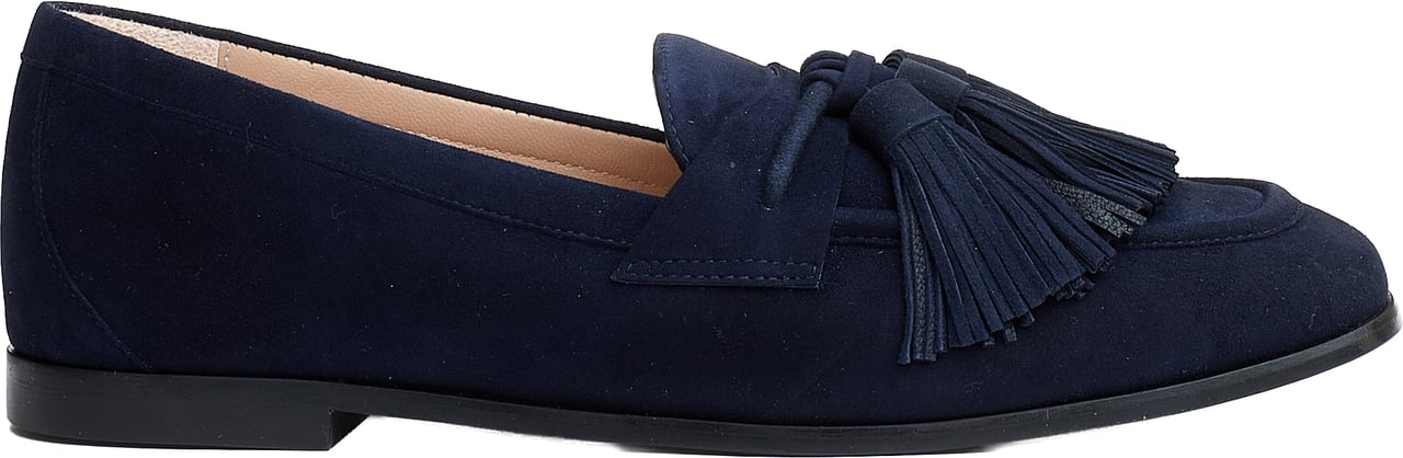 Stuart Weitzman Mocassino Camoscio Blu Con Fiocchetto Blauw