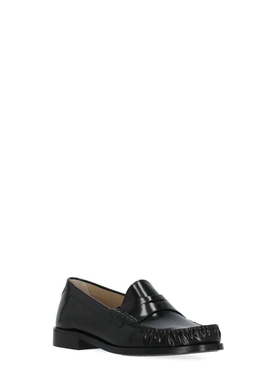 Stuart Weitzman Black Lottie Loafer Leather Loafers Zwart