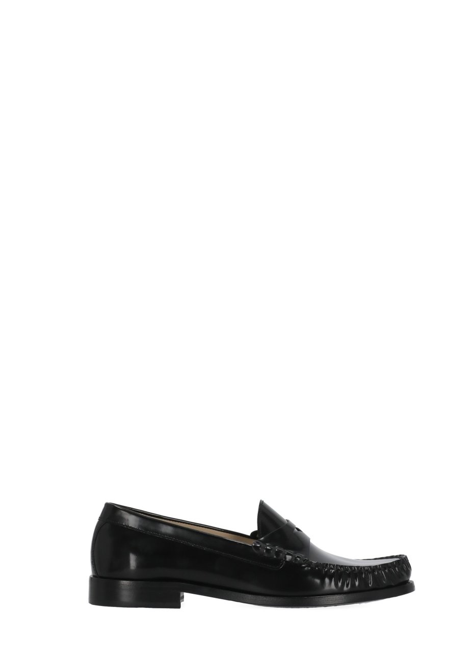 Stuart Weitzman Black Lottie Loafer Leather Loafers Zwart