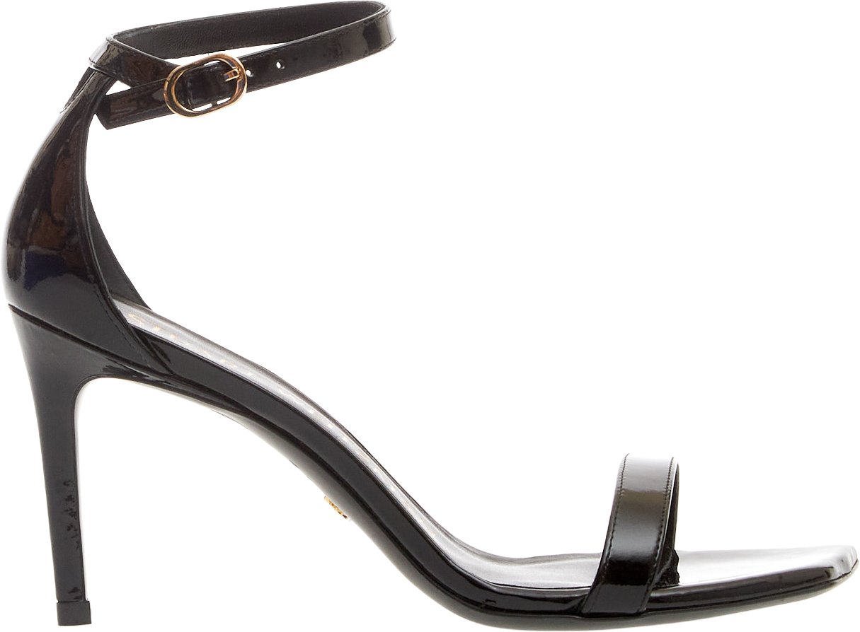 Stuart Weitzman Sandalo Vernice Nero Tacco 85 Mm Zwart