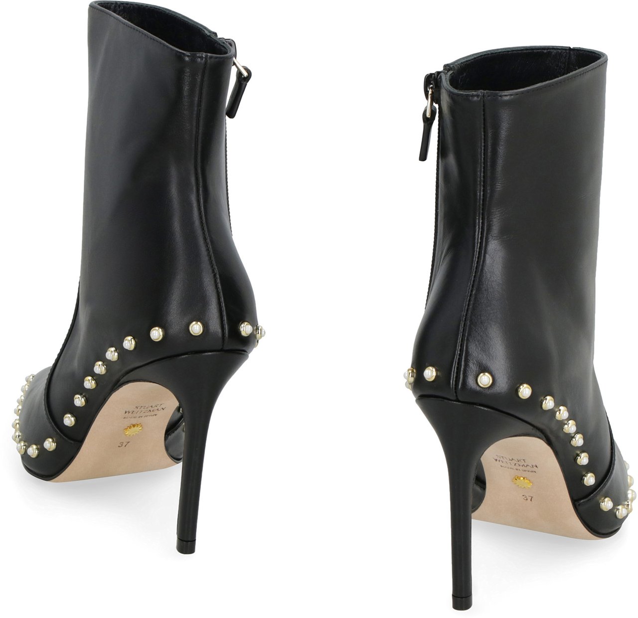 Stuart Weitzman Stuart leather pointy-toe ankle boots Zwart