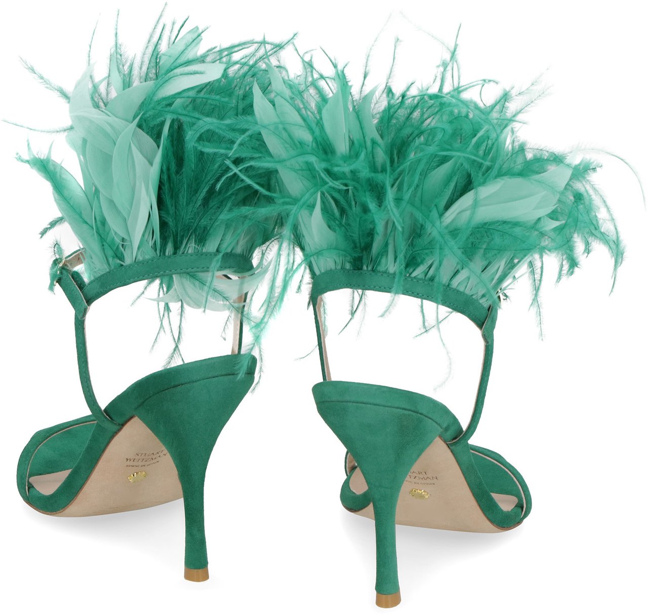 Stuart Weitzman Plume suede sandals Groen