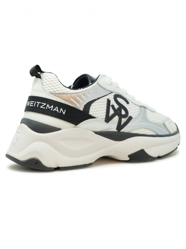 Stuart Weitzman STUART WEITZMAN SH318 BLACK AND WHITE CALF LEATHER SW TRAINER Zwart