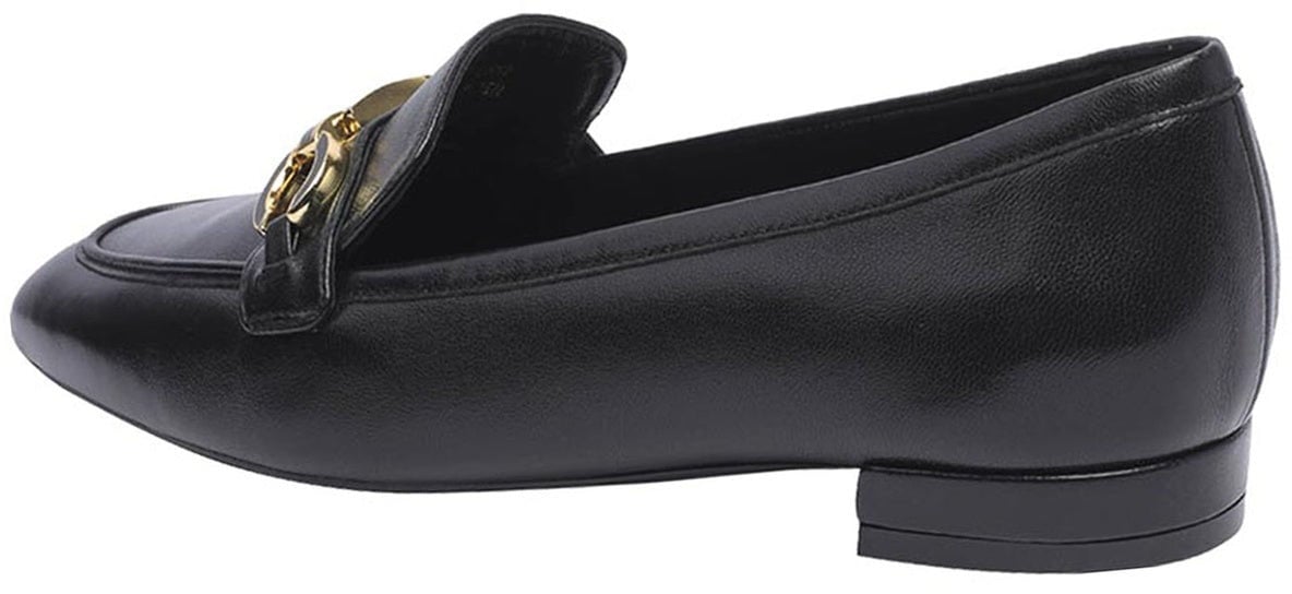 Stuart Weitzman Stuart Weitzman Signature Square Leather Loafers Zwart