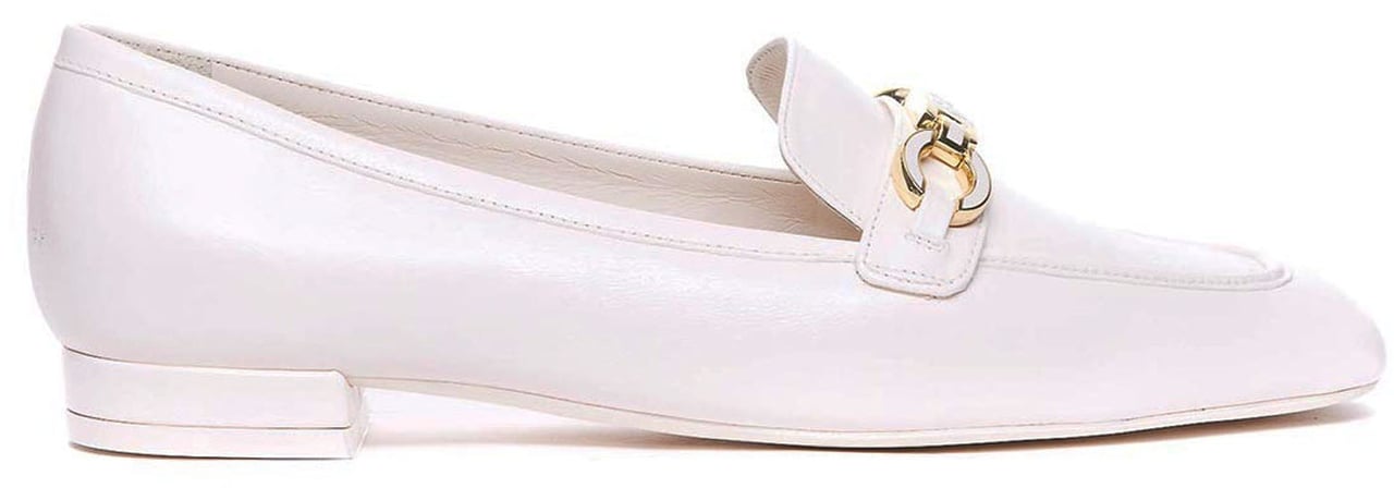 Stuart Weitzman Stuart Weitzman Signature Square Leather Loafers Wit