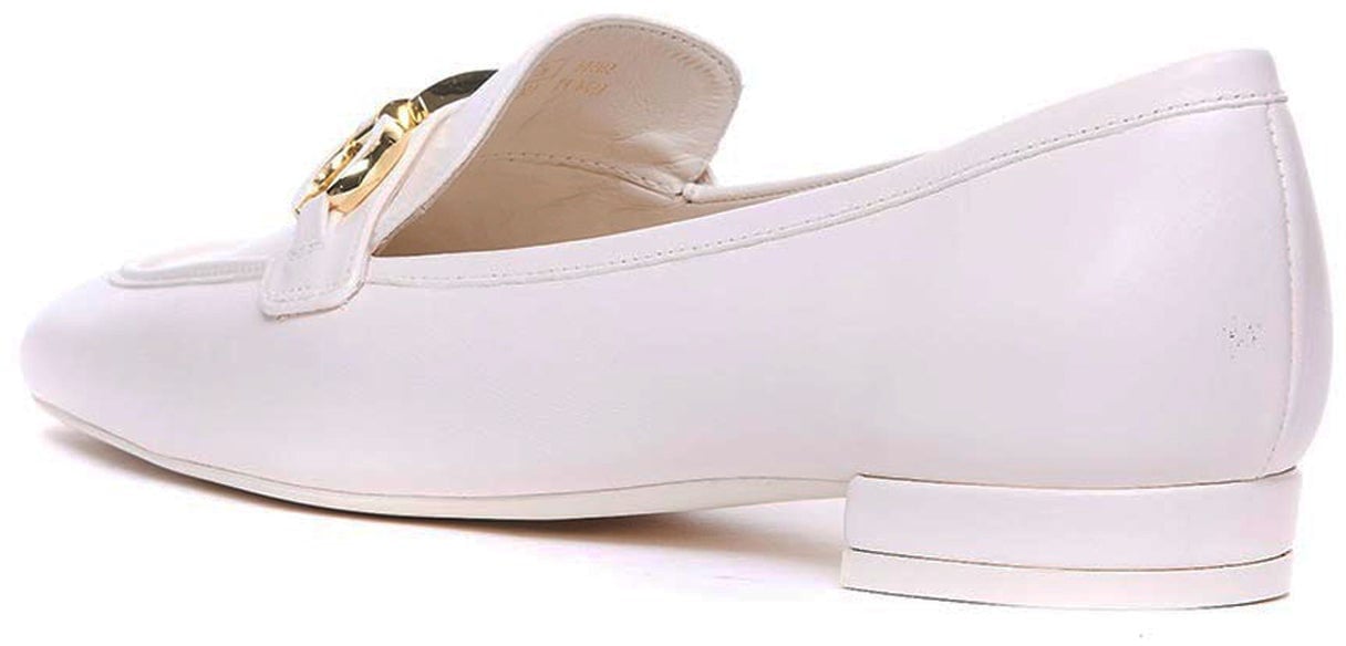 Stuart Weitzman Stuart Weitzman Signature Square Leather Loafers Wit