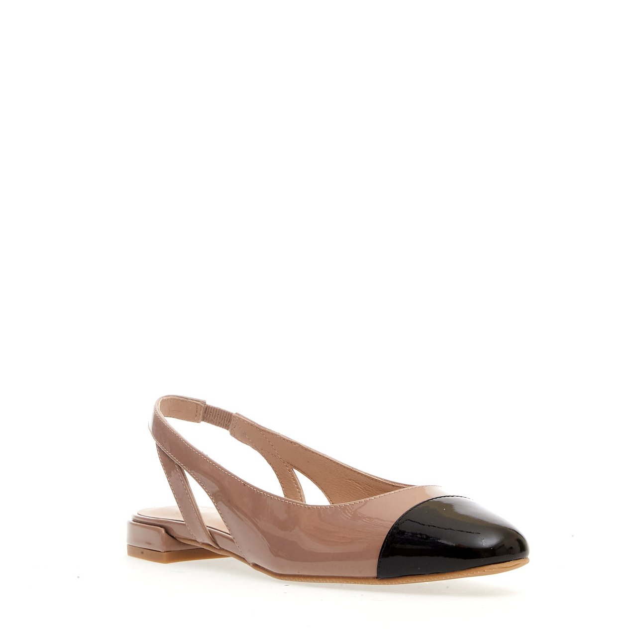 Stuart Weitzman Slingback Bassa Vernice Nude E Nero Beige