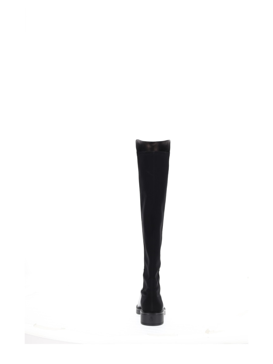 Stuart Weitzman Black Leather Celia Slouched Boots Zwart