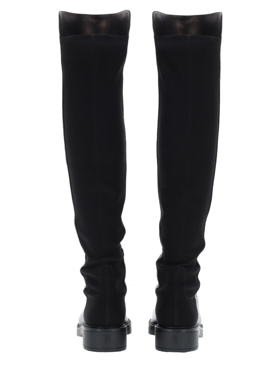 Stuart Weitzman Black Leather Celia Slouched Boots Zwart