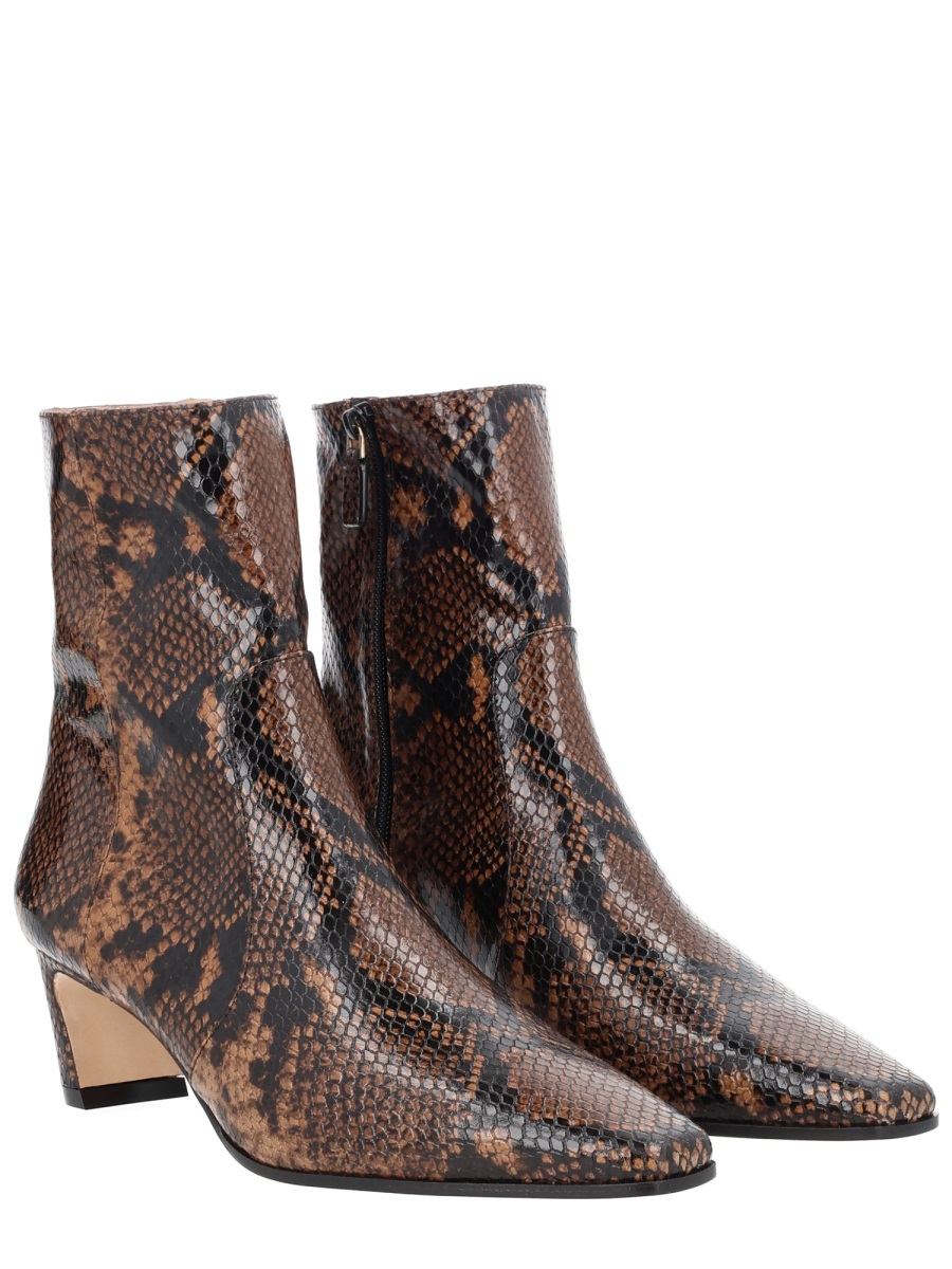 Stuart Weitzman Stassi Zipper Snakeskin Ankle Boots Grijs