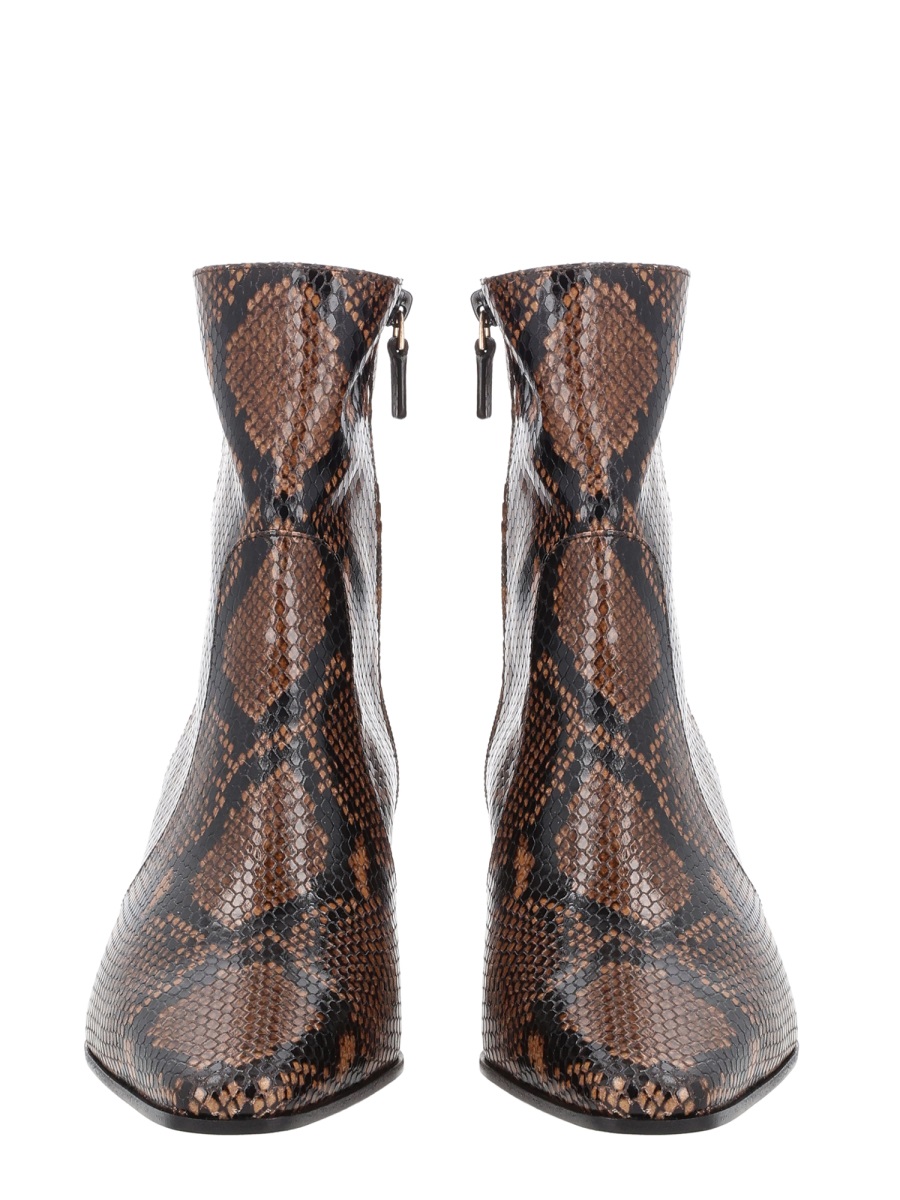 Stuart Weitzman Stassi Zipper Snakeskin Ankle Boots Grijs