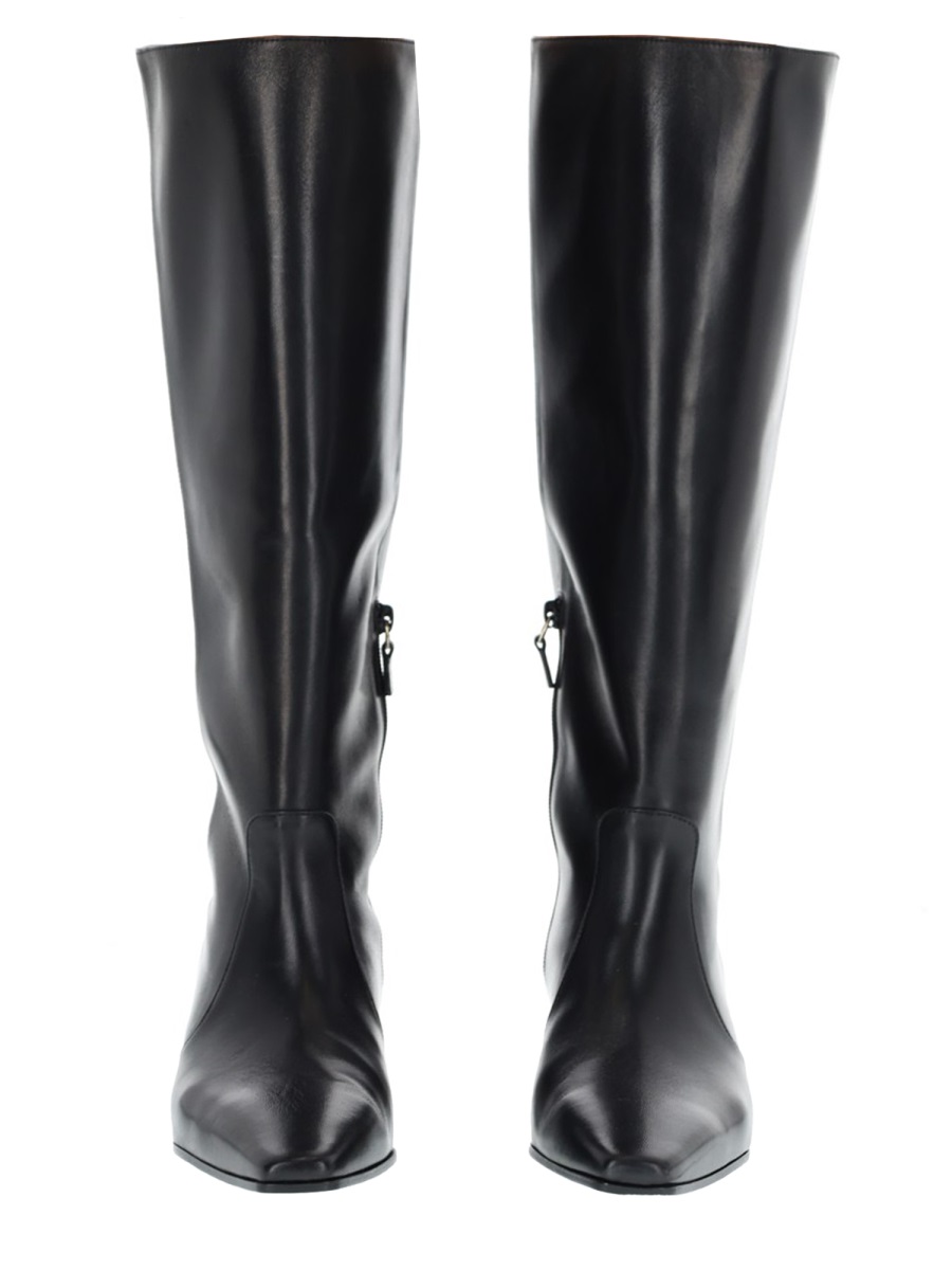Stuart Weitzman Stassi Pointed Toe Leather Boots Zwart