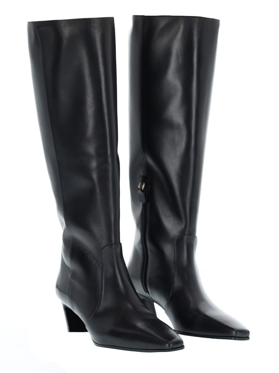 Stuart Weitzman Stassi Pointed Toe Leather Boots Zwart