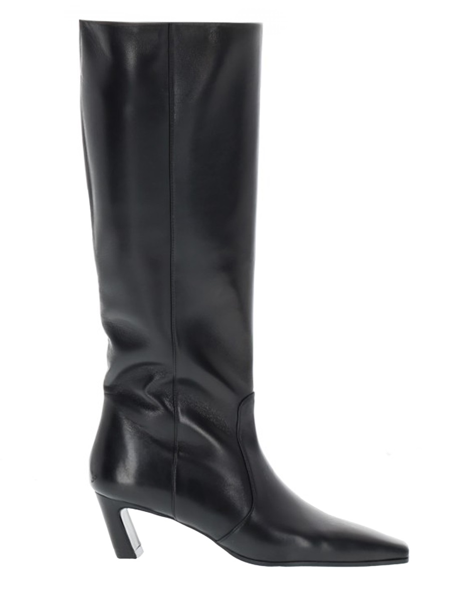 Stuart Weitzman Stassi Pointed Toe Leather Boots Zwart