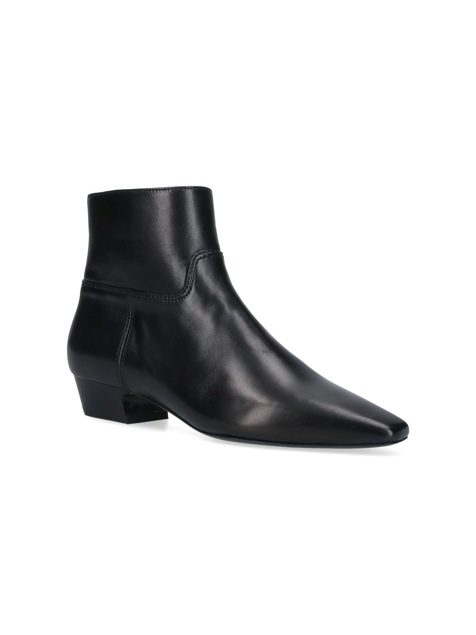 Stuart Weitzman Black Stassi Pointed-Toe Leather Boots Zwart