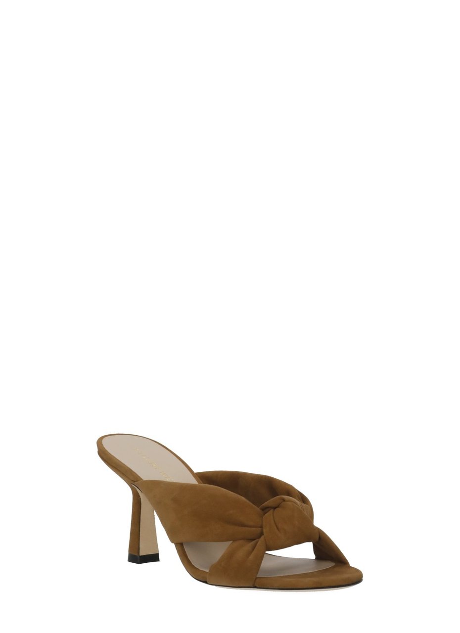 Stuart Weitzman Brown Soplaya Slide Braided Suede Sandals Bruin