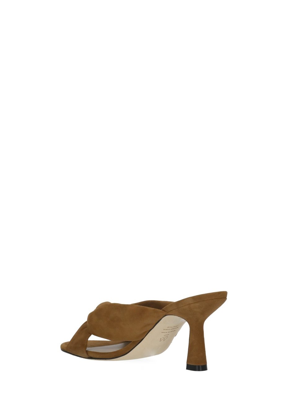 Stuart Weitzman Brown Soplaya Slide Braided Suede Sandals Bruin
