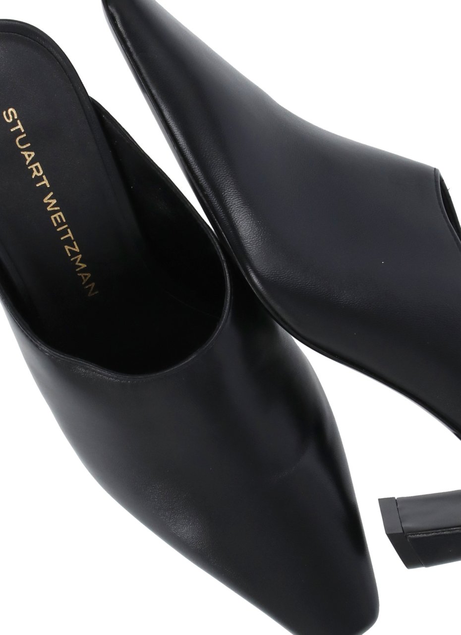 Stuart Weitzman Black Stassi 50 Leather Mules Zwart