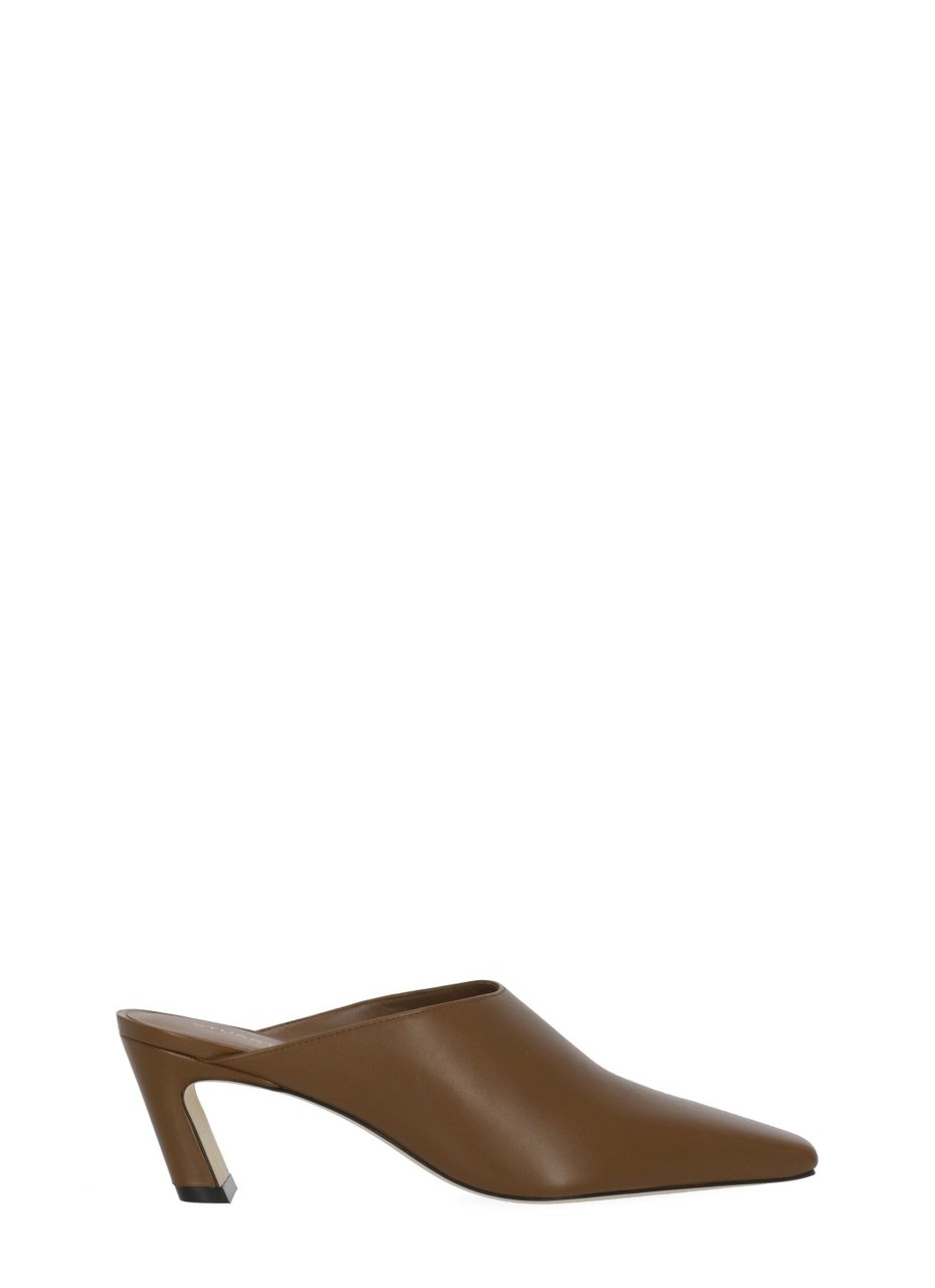Stuart Weitzman Brown Stassi 50 Leather Mules Grijs
