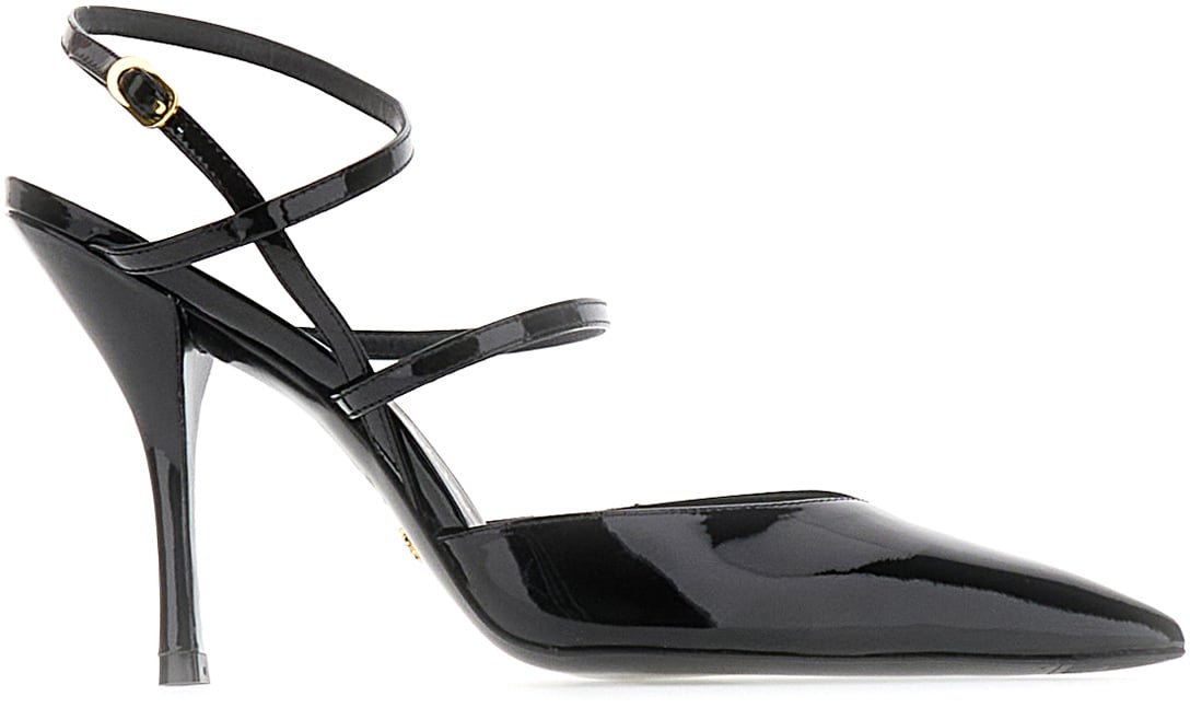 Stuart Weitzman Stuart Weitzman Black leather Strapeze pumps Zwart