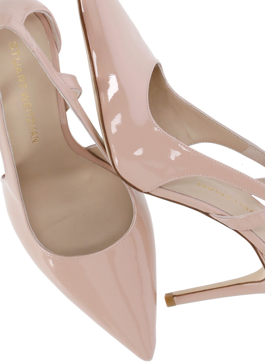 Stuart Weitzman Pink Power Cutout Polished Leather Pumps Roze