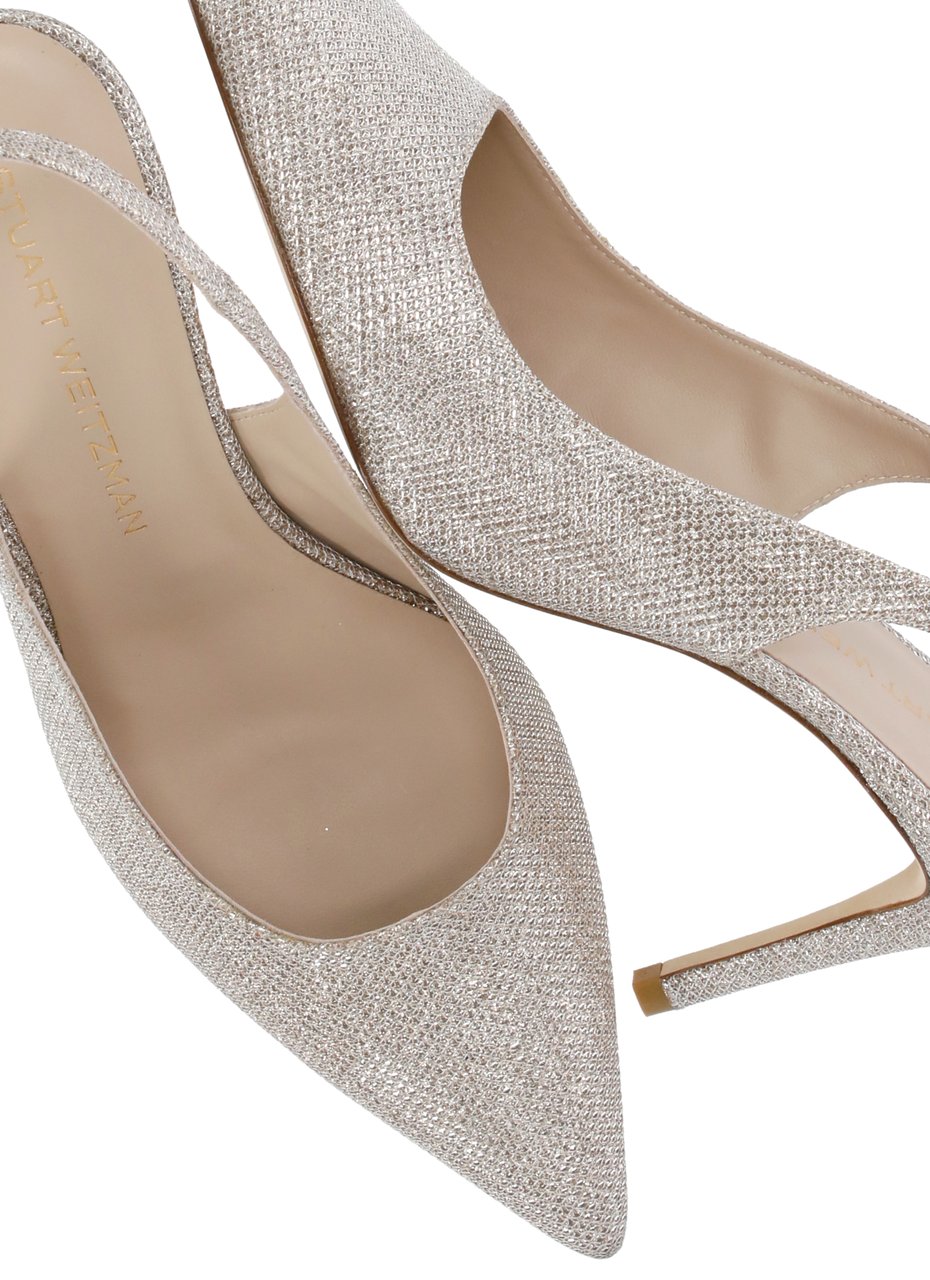 Stuart Weitzman Gold Stuart Power Lurex Slingback Pumps Grijs