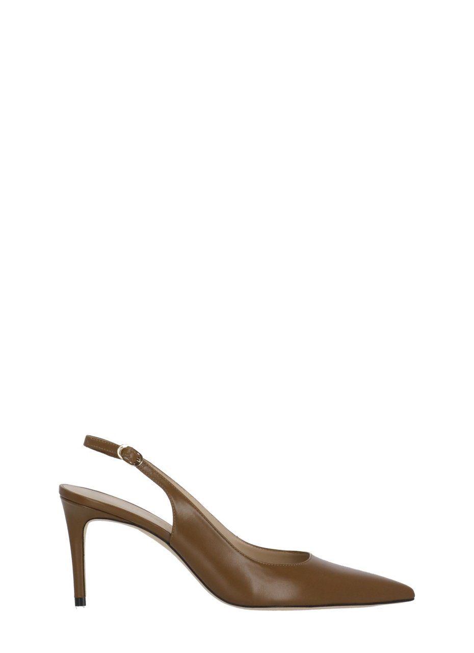 Stuart Weitzman Brown Power 75 Ankle Strap Slingback Pumps Bruin