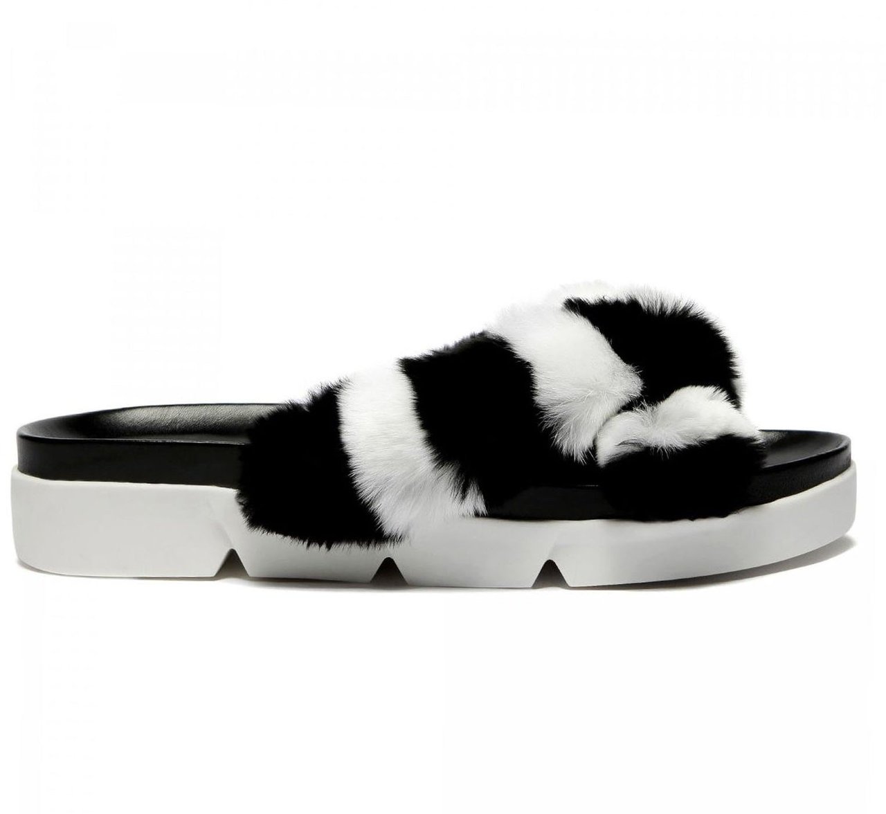 Stuart Weitzman Stuart Weitzman Fur Slippers Zwart
