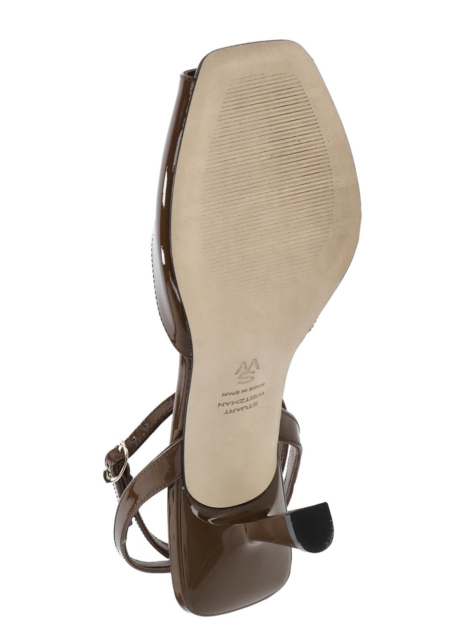Stuart Weitzman Brown Val Sandal Polished Leather Sandals Grijs